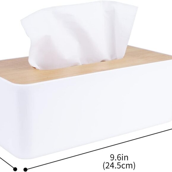 Tissue Box Holder for Bathrooms,Bamboo Cover Plate,Home and Office1 Pack - Picture 2 of 7